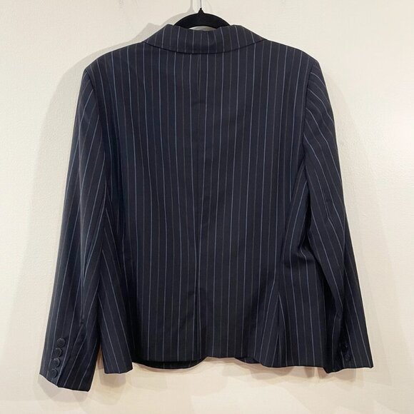 EUC VTG Ann Taylor 98% Wool Pinstripe Blazer Navy 14, XL - Picture 2 of 6